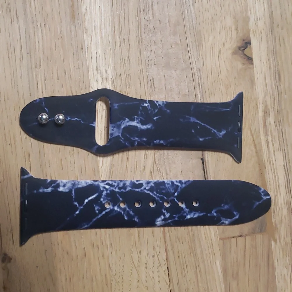 Unbranded Silicone Watch band black marble Size 38/40/42 mm